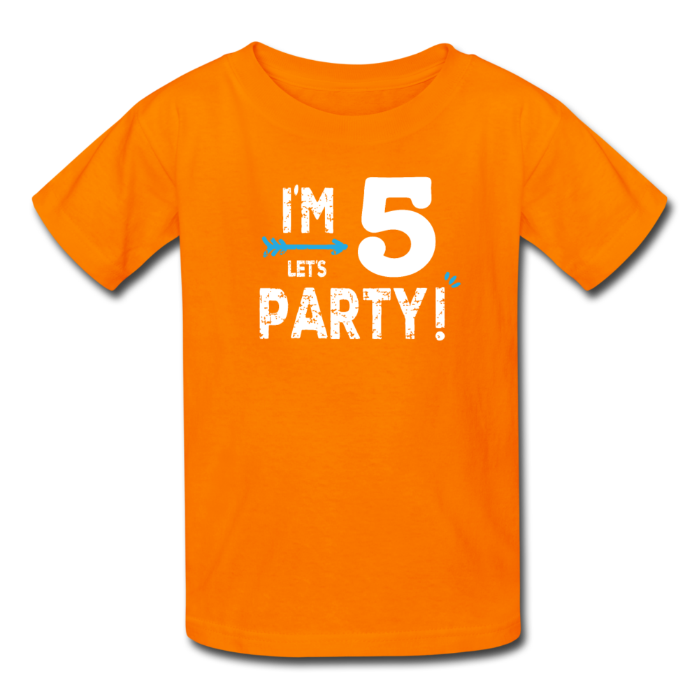 Boy 5th Birthday Shirt, I'm Five Lets Party Kids' T-Shirt Fruit of the Loom - orange