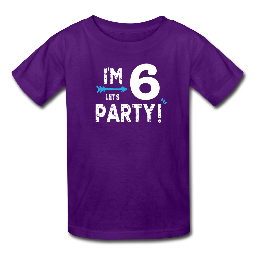 Boy 6th Birthday Shirt, I'm Six Lets Party Kids' T-Shirt Fruit of the Loom - purple