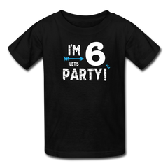 Boy 6th Birthday Shirt, I'm Six Lets Party Kids' T-Shirt Fruit of the Loom - black