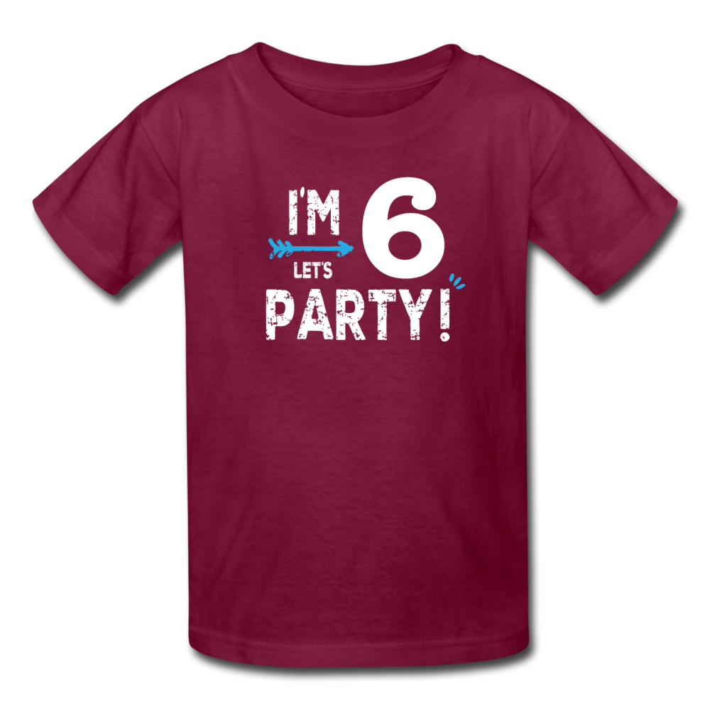Boy 6th Birthday Shirt, I'm Six Lets Party Kids' T-Shirt Fruit of the Loom - burgundy