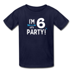 Boy 6th Birthday Shirt, I'm Six Lets Party Kids' T-Shirt Fruit of the Loom - navy