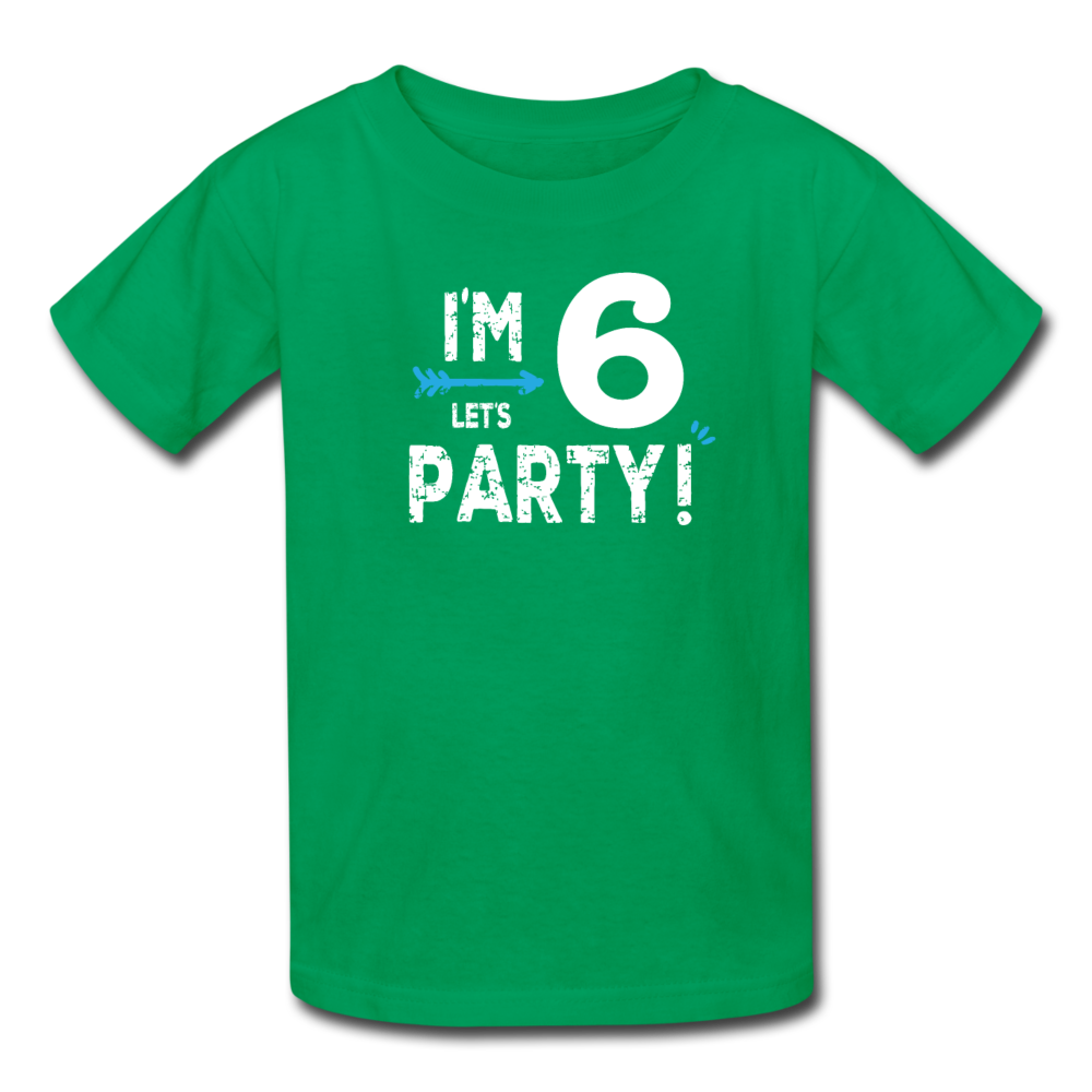 Boy 6th Birthday Shirt, I'm Six Lets Party Kids' T-Shirt Fruit of the Loom - kelly green