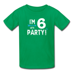 Boy 6th Birthday Shirt, I'm Six Lets Party Kids' T-Shirt Fruit of the Loom - kelly green