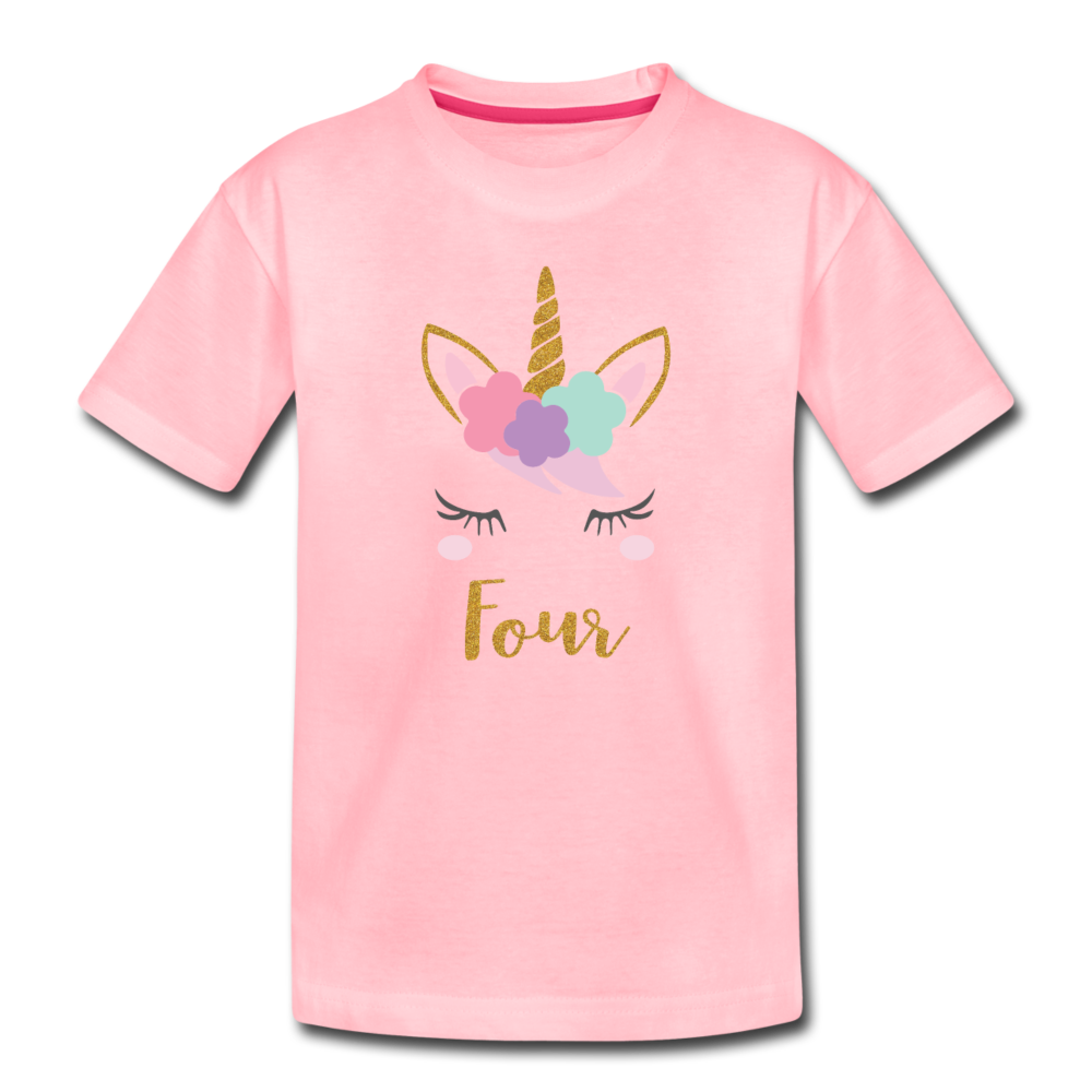 Girls 4th Birthday Unicorn Toddler Premium T-Shirt - pink