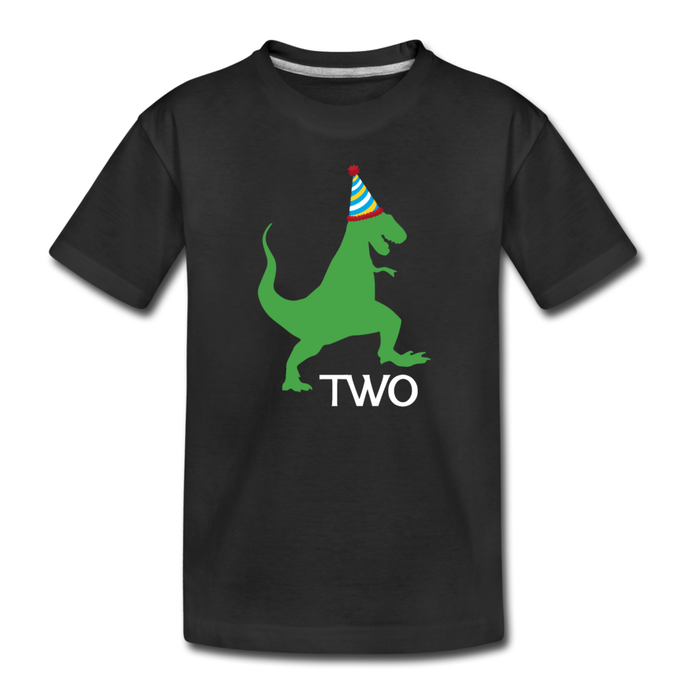 Boys 2nd Birthday Dinosaur Shirt, Toddler Premium Organic T-Shirt - black