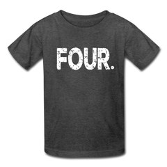 Boy 4th Birthday Shirt, Grunge Kids' T-Shirt Fruit of the Loom - heather black