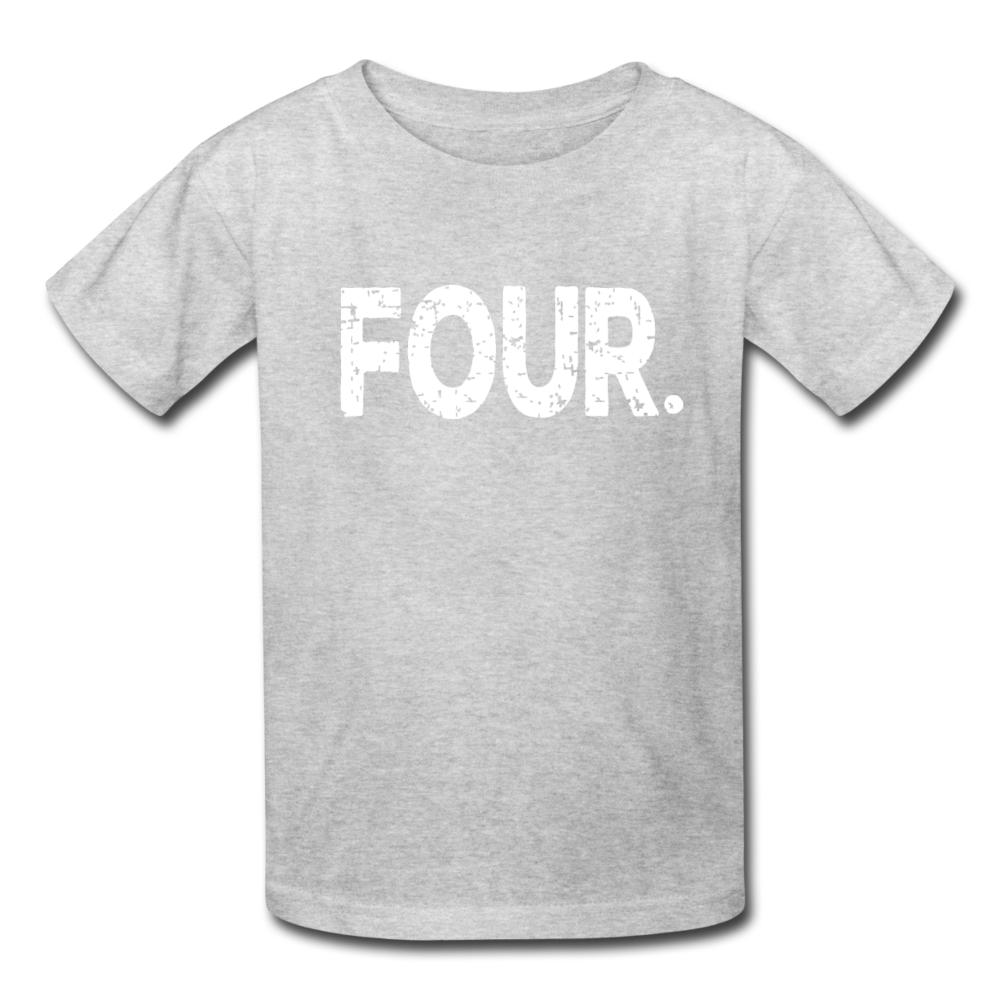 Boy 4th Birthday Shirt, Grunge Kids' T-Shirt Fruit of the Loom - heather gray