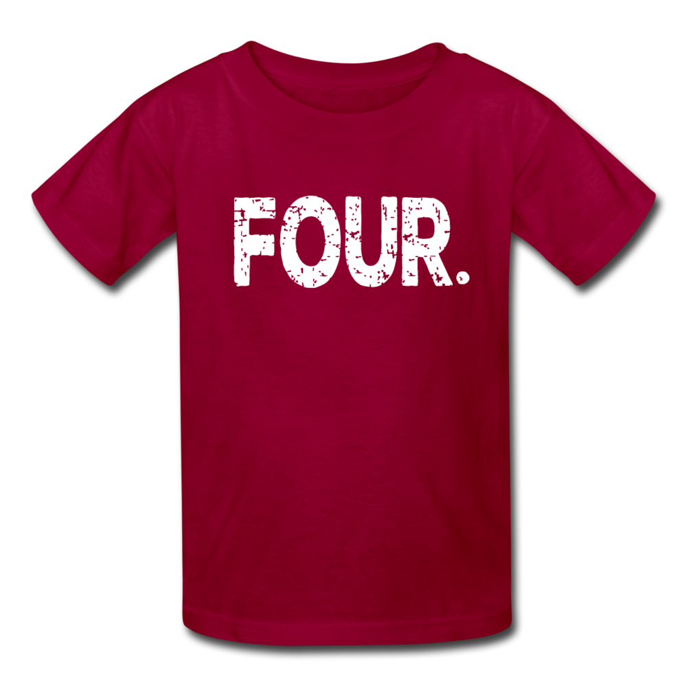 Boy 4th Birthday Shirt, Grunge Kids' T-Shirt Fruit of the Loom - dark red