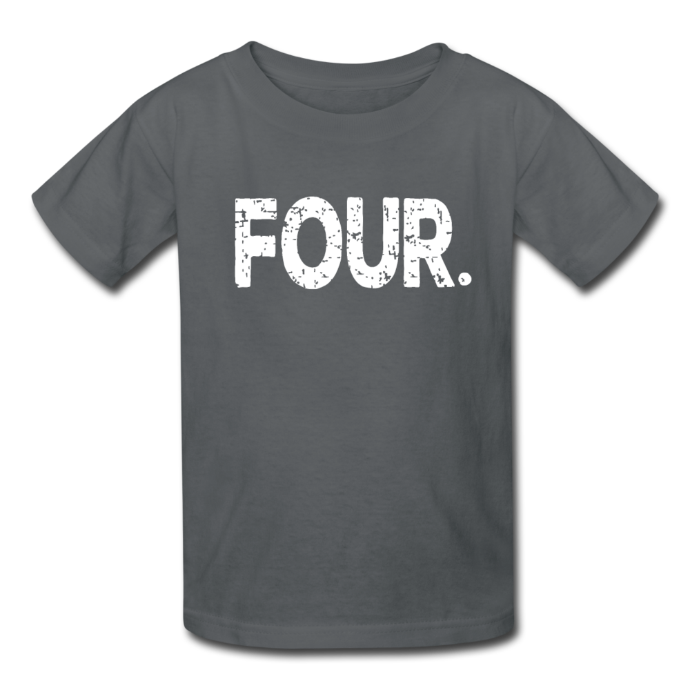 Boy 4th Birthday Shirt, Grunge Kids' T-Shirt Fruit of the Loom - charcoal