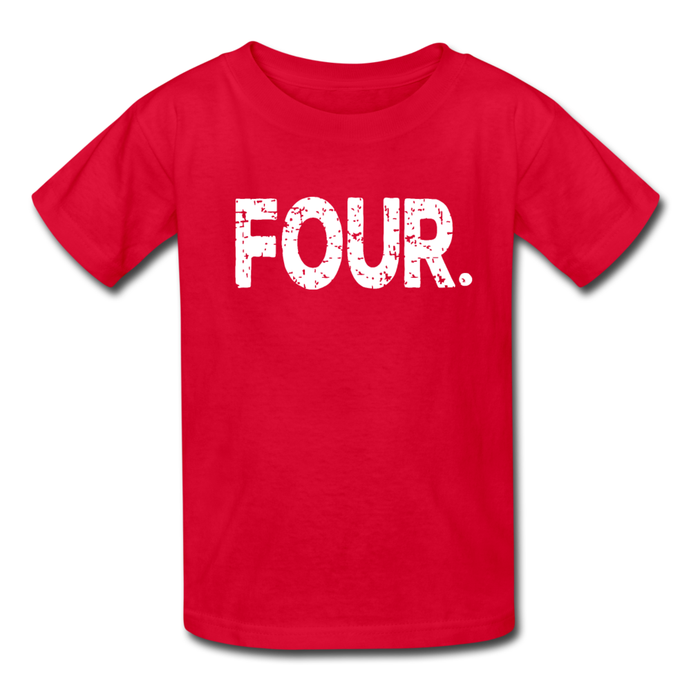 Boy 4th Birthday Shirt, Grunge Kids' T-Shirt Fruit of the Loom - red
