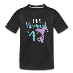 4th Birthday Girl Mermaid Shirt, Toddler Premium T-Shirt - black