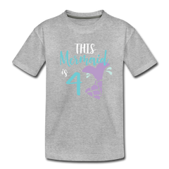 4th Birthday Girl Mermaid Shirt, Toddler Premium T-Shirt - heather gray