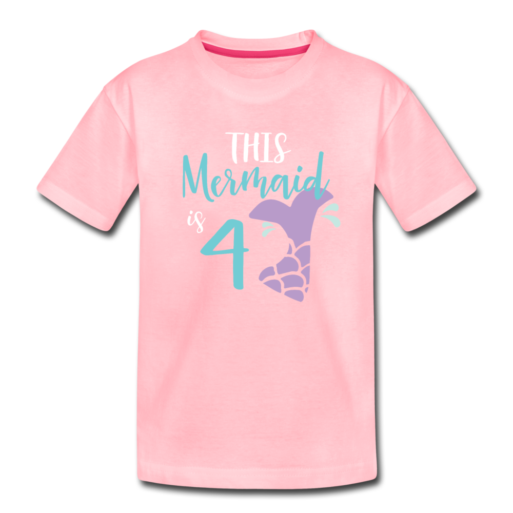 4th Birthday Girl Mermaid Shirt, Toddler Premium T-Shirt - pink