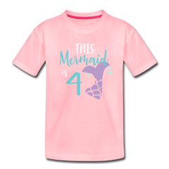 4th Birthday Girl Mermaid Shirt, Toddler Premium T-Shirt - pink