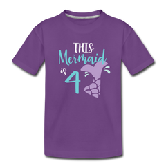 4th Birthday Girl Mermaid Shirt, Toddler Premium T-Shirt - purple