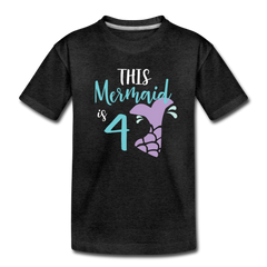 4th Birthday Girl Mermaid Shirt, Toddler Premium T-Shirt - charcoal gray