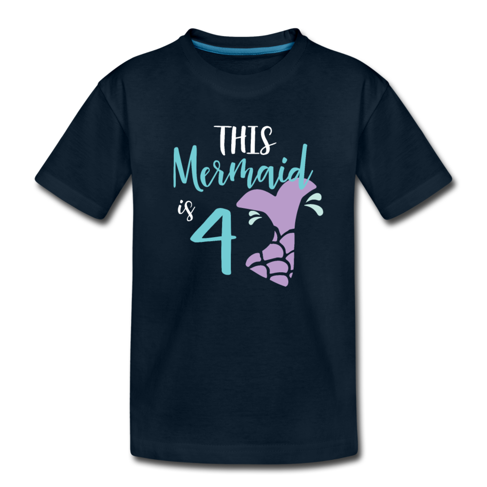 4th Birthday Girl Mermaid Shirt, Toddler Premium T-Shirt - deep navy