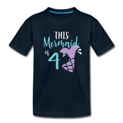 4th Birthday Girl Mermaid Shirt, Toddler Premium T-Shirt - deep navy