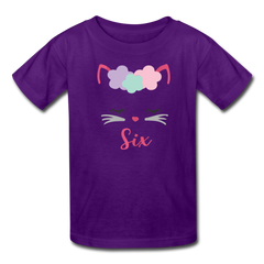 Kitty Cat Girls 6th Birthday Shirt, Kids' T-Shirt Fruit of the Loom - purple