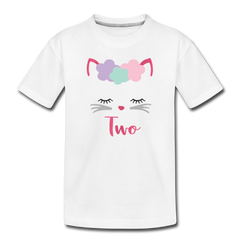 Kitty Cat Girls 2nd Birthday Shirt, Toddler Premium T-Shirt - white