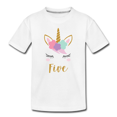 Girls 5th Birthday Unicorn Toddler Premium T-Shirt - white