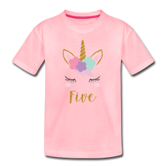 Girls 5th Birthday Unicorn Toddler Premium T-Shirt - pink