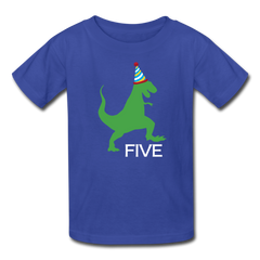 Boy 5th Birthday Dinosaur Shirt, Kids' T-Shirt Fruit of the Loom - royal blue