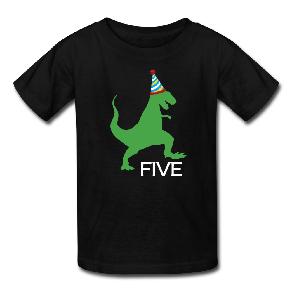 Boy 5th Birthday Dinosaur Shirt, Kids' T-Shirt Fruit of the Loom - black