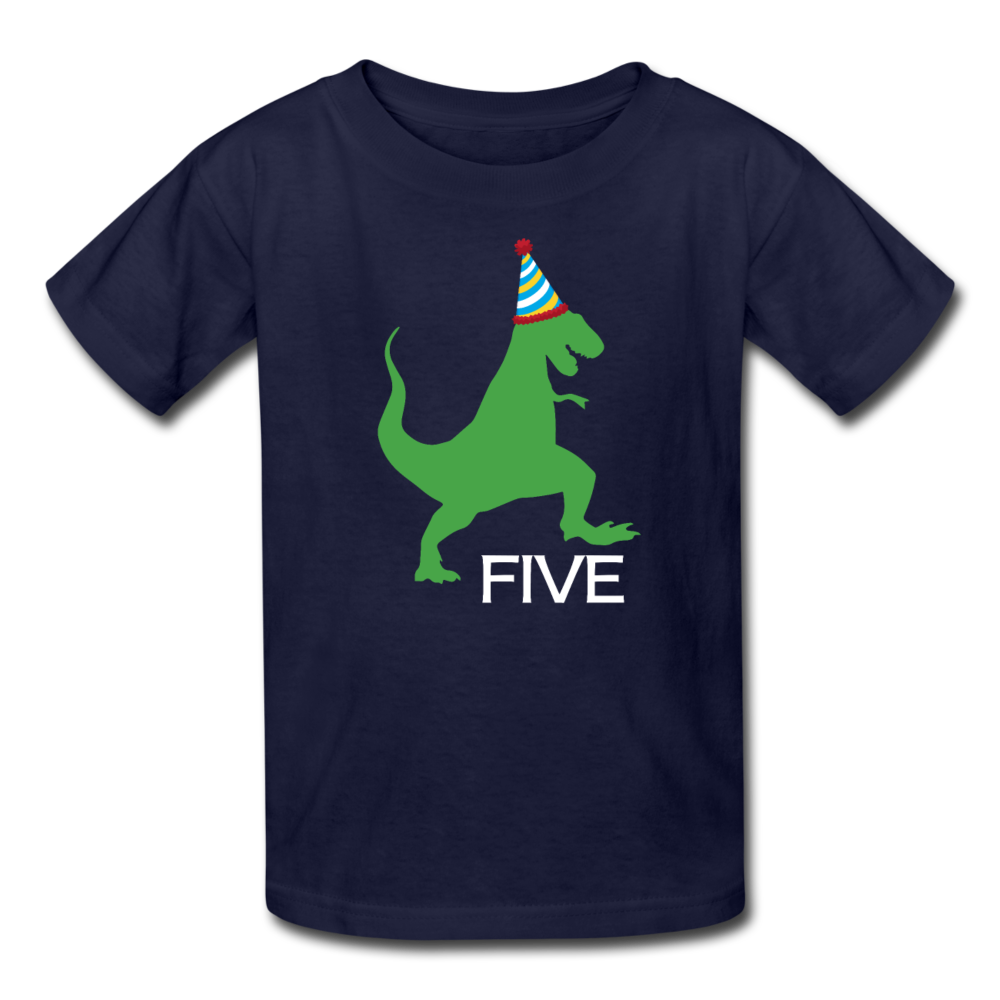 Boy 5th Birthday Dinosaur Shirt, Kids' T-Shirt Fruit of the Loom - navy