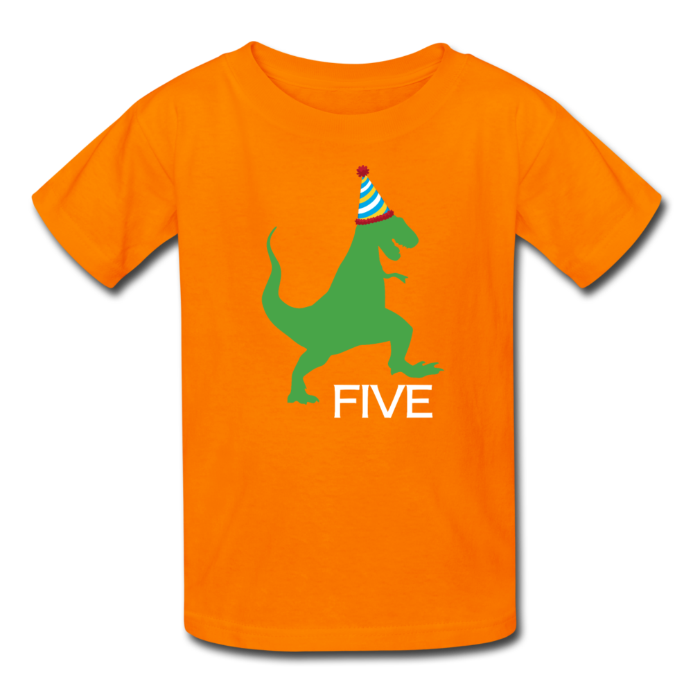 Boy 5th Birthday Dinosaur Shirt, Kids' T-Shirt Fruit of the Loom - orange