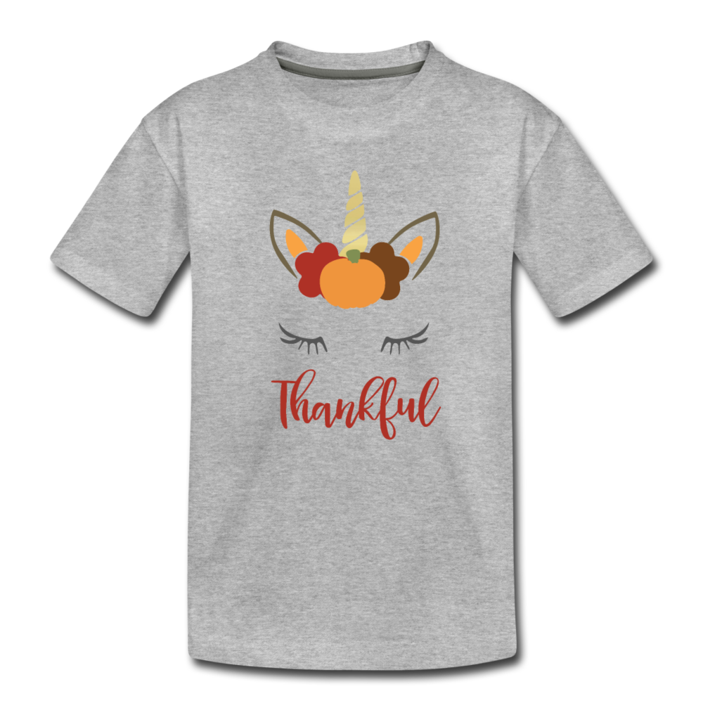 Girls Thanksgiving Unicorn Shirt, Toddler Premium T-Shirt - heather gray