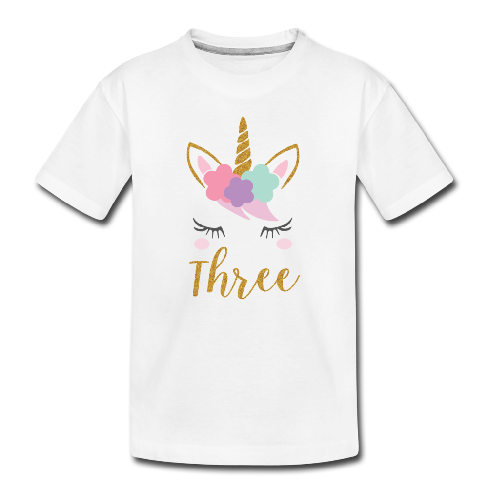 Girls 3rd Birthday Unicorn Toddler Premium T-Shirt - white