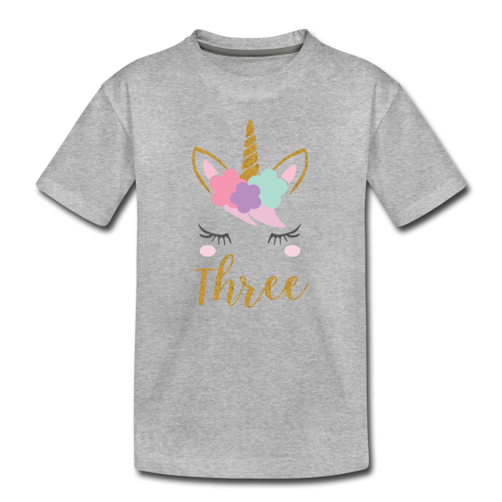 Girls 3rd Birthday Unicorn Toddler Premium T-Shirt - heather gray