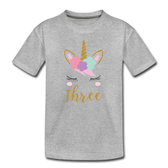 Girls 3rd Birthday Unicorn Toddler Premium T-Shirt - heather gray