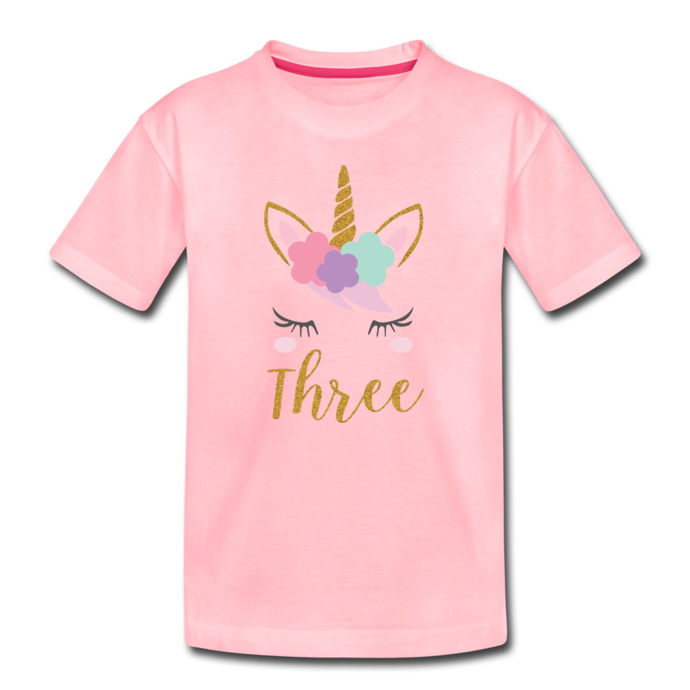 Girls 3rd Birthday Unicorn Toddler Premium T-Shirt - pink