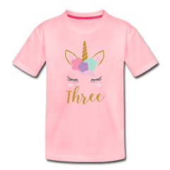 Girls 3rd Birthday Unicorn Toddler Premium T-Shirt - pink