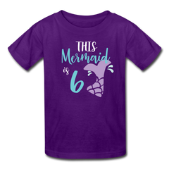 Girl Mermaid 6th Birthday Shirt, Kids' T-Shirt Fruit of the Loom - purple