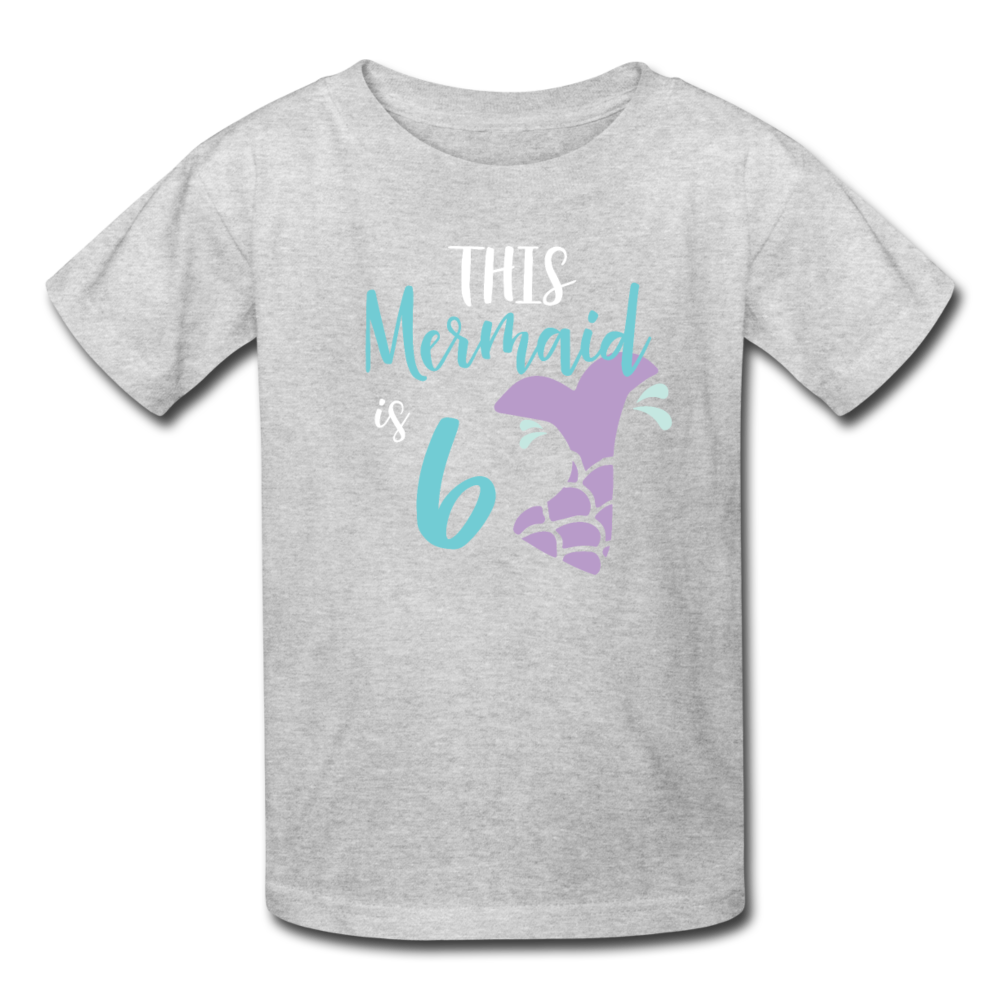 Girl Mermaid 6th Birthday Shirt, Kids' T-Shirt Fruit of the Loom - heather gray