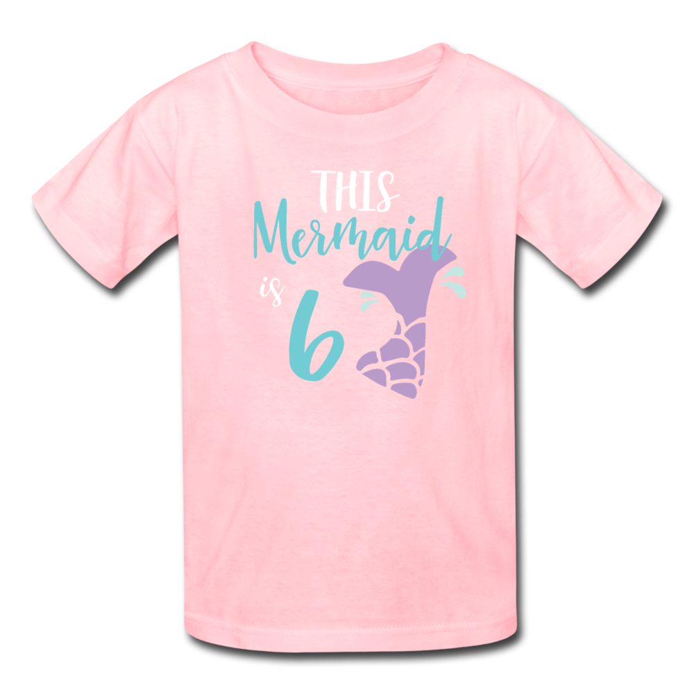 Girl Mermaid 6th Birthday Shirt, Kids' T-Shirt Fruit of the Loom - pink