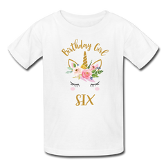 Unicorn Girls 6th Birthday Shirt, Kids' T-Shirt Fruit of the Loom - white