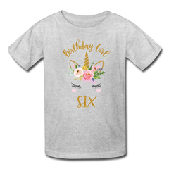 Unicorn Girls 6th Birthday Shirt, Kids' T-Shirt Fruit of the Loom - heather gray