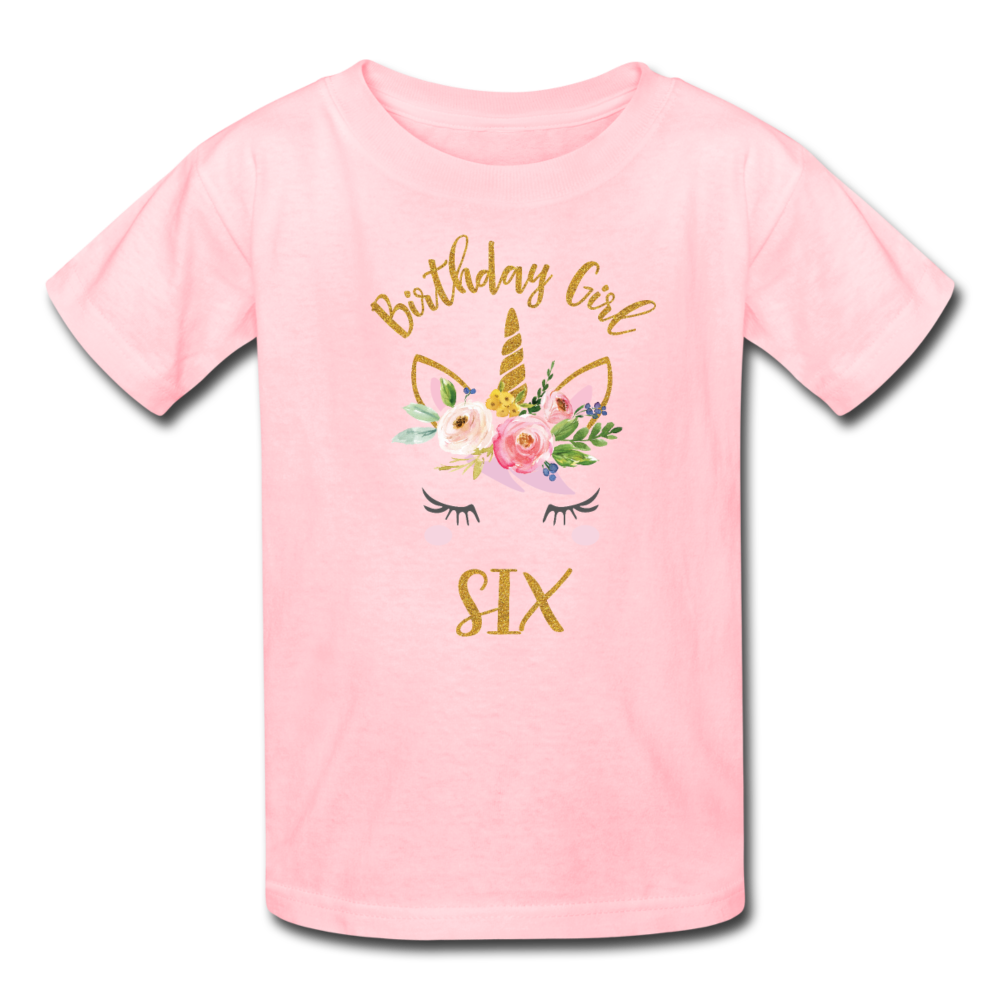 Unicorn Girls 6th Birthday Shirt, Kids' T-Shirt Fruit of the Loom - pink