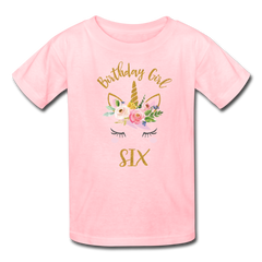 Unicorn Girls 6th Birthday Shirt, Kids' T-Shirt Fruit of the Loom - pink