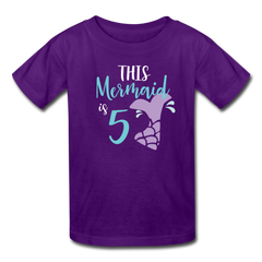 Girl Mermaid 5th Birthday Shirt, Kids' T-Shirt Fruit of the Loom - purple