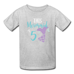 Girl Mermaid 5th Birthday Shirt, Kids' T-Shirt Fruit of the Loom - heather gray
