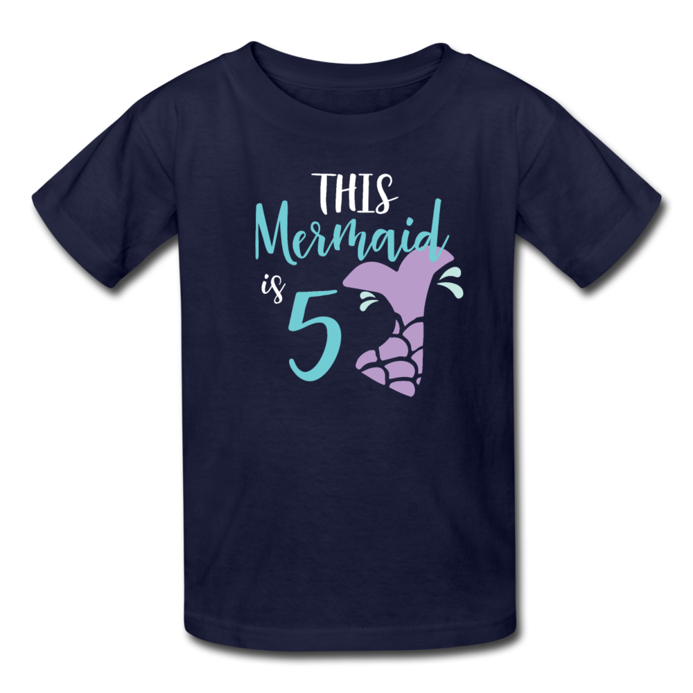 Girl Mermaid 5th Birthday Shirt, Kids' T-Shirt Fruit of the Loom - navy