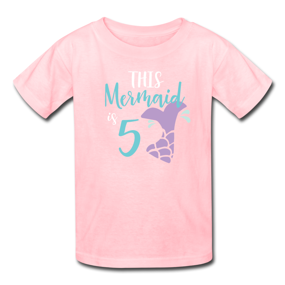 Girl Mermaid 5th Birthday Shirt, Kids' T-Shirt Fruit of the Loom - pink