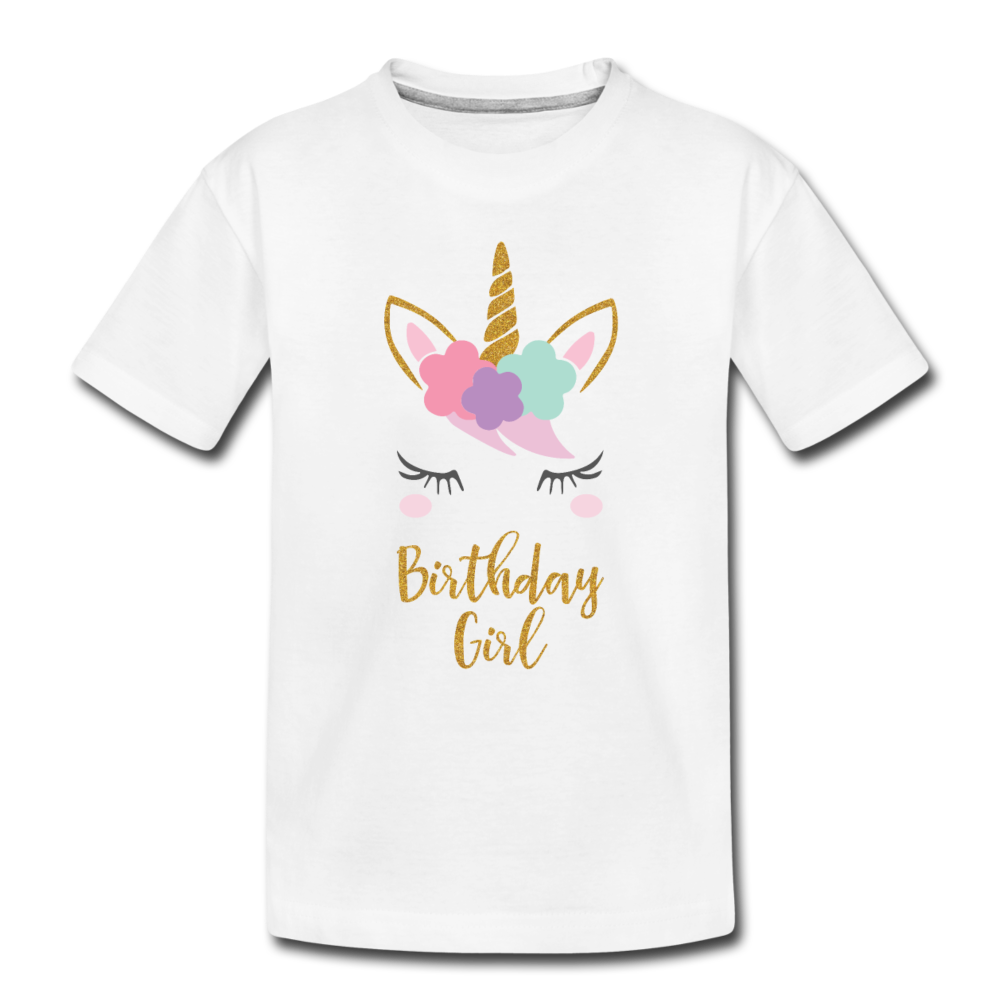 Birthday Girl Unicorn Shirt, Toddler Premium T-Shirt - white