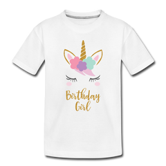Birthday Girl Unicorn Shirt, Toddler Premium T-Shirt - white