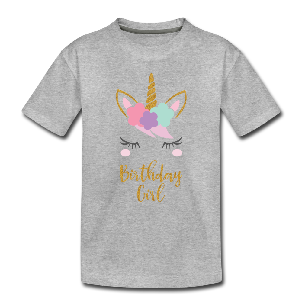 Birthday Girl Unicorn Shirt, Toddler Premium T-Shirt - heather gray